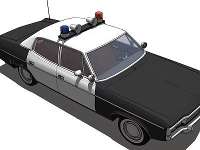 Functional Police Vehicle With Black And White Color And Roof Red And Blue Emergency Lights 3d model