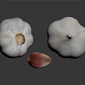 Fresh Garlic Displaying Two Whole Bulbs And One Sliced Clove On Reflective Surface