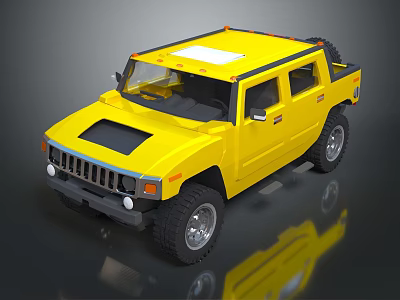 Yellow Off Road Vehicle Featuring Rugged Design Large Tires And Sunroof 3d model