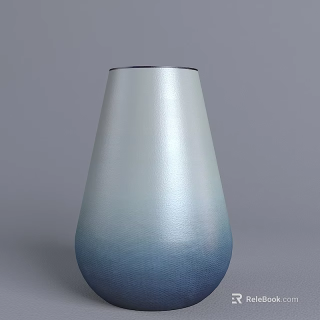 Indoor Green Plant in Modern Silver Blue Gradient Ceramic Vase with Metallic Finish 3d model 