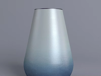 Indoor Green Plant in Modern Silver Blue Gradient Ceramic Vase with Metallic Finish 3d model