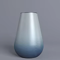 Indoor Green Plant in Modern Silver Blue Gradient Ceramic Vase with Metallic Finish