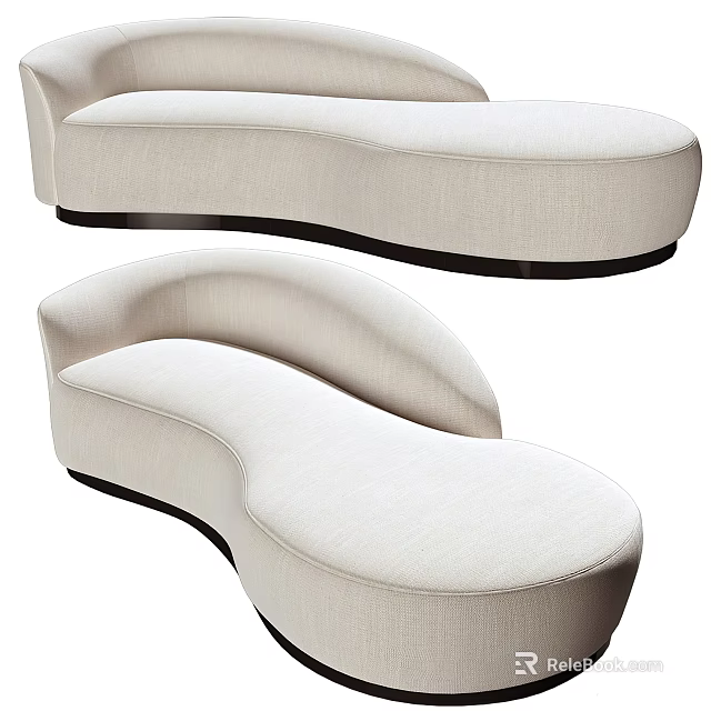Modern Sectional Sofa With Beige Fabric Curved Design And Comfortable Seats 3d model 