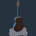 Artistic Acoustic Guitars Display With Hand-Painted Artwork And Colorful Frames On Wooden Surface