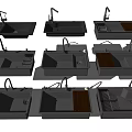 Various Styles of Modern Kitchen Sinks with Faucet Drainer and Cutting Board