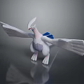3D Rendered Fantasy Bird Model Standing With White Feathers Blue Tail And Outstretched Wings