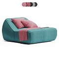 Comfortable Teal Lazy Sofa with Pink Cushions and Soft Blanket