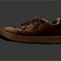 Brown Worn Leather Shoes With Laces And Thick Soles For Daily Use