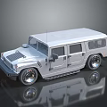 Shiny Silver Hummer Off Road Vehicle Featuring Large Chrome Wheels and Sleek Design