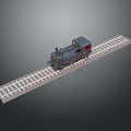 Vintage Steam Train Model Displayed on Railway Track with Gray Background