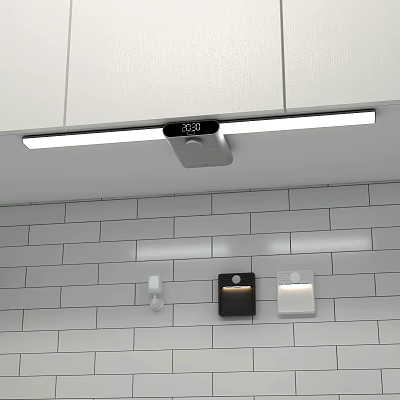Modern Wall Light Design On White Tile Interior Wall With Simple Style Look 3d model