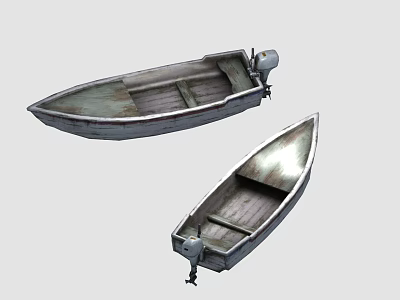 Vintage Wooden Boats With Outboard Motors And Wooden Seats On White Background 3d model