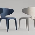 Modern Blue And Beige Leisure Chairs With Curved Backrest And Sleek Legs