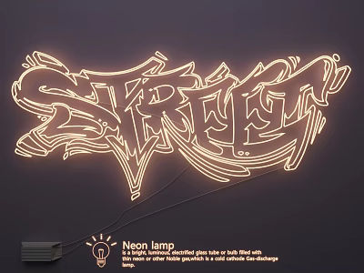 Stylish Street Art Neon Light Combination With Graffiti Design And Warm Glow 3d model