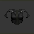 Black Fitted Chest Armor With Front Zipper And Shoulder Buckle Details Design