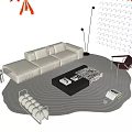 Italian Style Minimalist Sofa Coffee Table Combination Multi-person Sofa Sofa Combination Sofa Straight Row Sofa Combination Coffee Table Single Person Leisure Chair Sofa Stool Floor Lamp 3d model