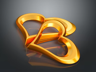 Shiny Golden Heart Shaped Decorative Furniture Ornament Accent Piece With Modern Design 3d model