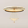 Modern Gold Chandelier with Circular Ceiling Base and Elegant Geometric Hanging Frame 3d model