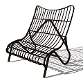 Stylish Modern Metal Lounge Chair With Striped Design For Outdoor Relaxation