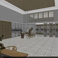 Traditional Tea House Interior Design With Wooden Ceiling Lattice Screens And Hanging Lanterns