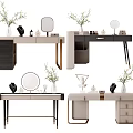 Modern Dressing Table Designs With Mirror Vase Drawers And Decorative Items 3d model