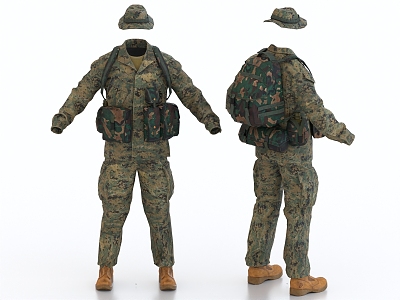 Camouflage uniform soldier clothes military uniform 3d model