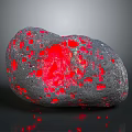 Glowing Rock With Red Luminous Spots On Dark Textured Background Surface 3d model