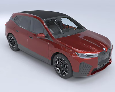 Red BMW Car With Black Roof Modern Exterior Design And Black Wheels 3d model