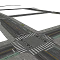 Municipal Road Design With Intersection Lane Markings And Zebra Crossings