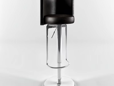 Modern Black Leather Bar Stool With Adjustable Height Metal Frame And Round Base 3d model
