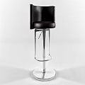 Modern Black Leather Bar Stool With Adjustable Height Metal Frame And Round Base 3d model