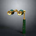 Vintage Green And Gold Binoculars With Decorative Handle And Dual Lens For Living Accessories