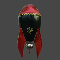 Red Black Rocket Bomb Featuring Yellow Warning Stripes Atomic Symbol Red Fins Silver Base