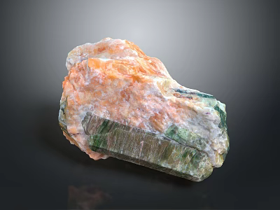 Natural Stone and Wood with Orange Green Hues and Textured Surfaces Design 3d model