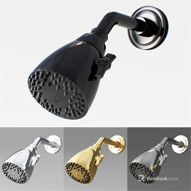 Modern Handheld Shower Faucet Design With Black Silver And Gold Color Options 3d model 