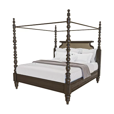 American Double Bed 3d model
