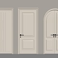 French cream double door single door bedroom door glass double door 3d model