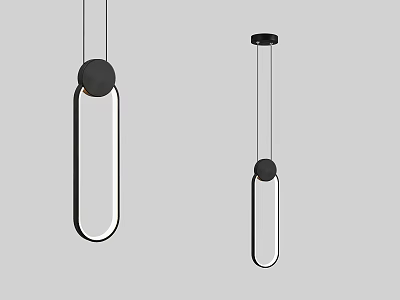 Modern Sleek Pendant Lights Featuring Cylindrical Transparent Black Minimalist Design 3d model