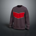 Stylish Gray Sweater With Red V Shaped Design And White Trim 3d model
