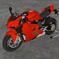 Red Sport Motorcycle With Sleek Design Against Gray Concrete Background