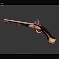 Vintage Antique Pistol With Golden Accents And Intricate Black Handle Design