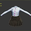 White Long Sleeve Buttoned Shirt with Black Pleated Skirt Women's Fashion Outfit