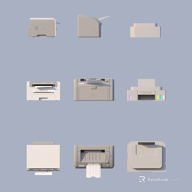 Various Printer Models with Different Designs Sizes and Functional Features 3d model