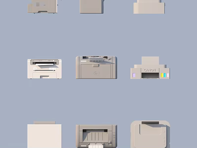 Various Printer Models with Different Designs Sizes and Functional Features 3d model