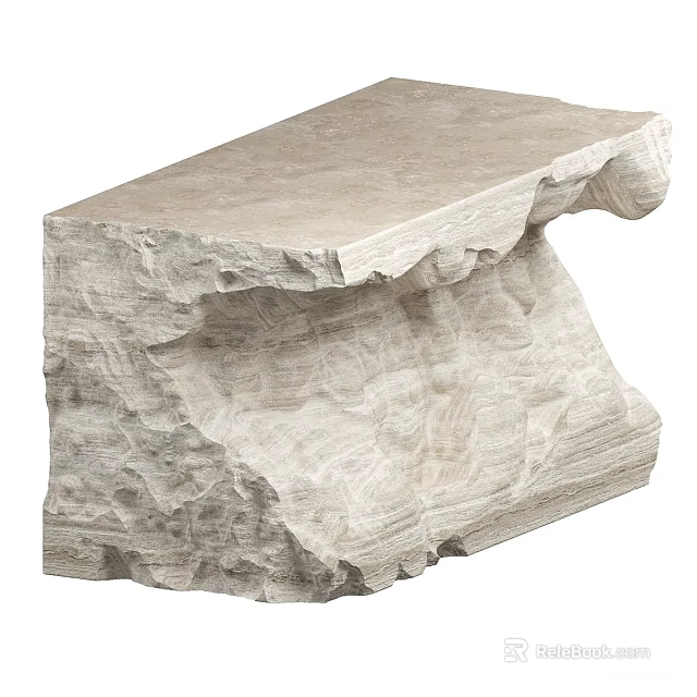 Natural Stone Bar Counter With Light Colored Surface And Rough Textured Design 3d model 