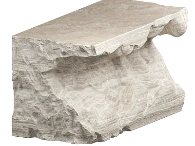 Natural Stone Bar Counter With Light Colored Surface And Rough Textured Design 3d model