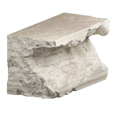 Natural Stone Bar Counter With Light Colored Surface And Rough Textured Design 3d model