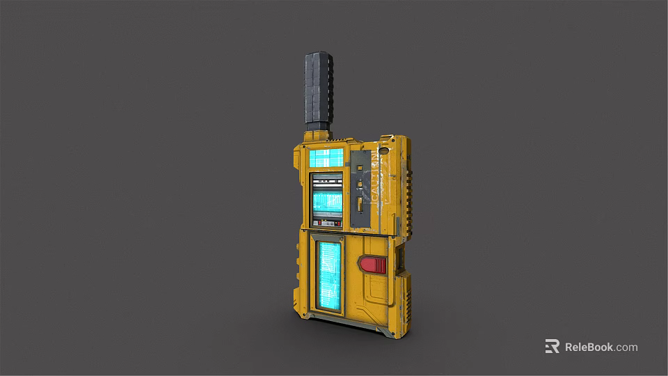 Modern Yellow Doorbell With Antenna Screens And Control Buttons Design 3d model 
