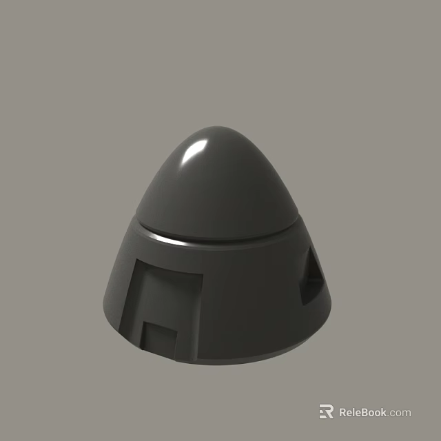 Gray Conical 3D Model With Geometric Cutouts And Smooth Surface Design 3d model 