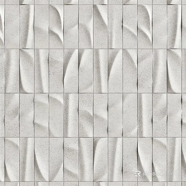 Modern Background Wall with Light Colored Wavy Tile Textured Pattern for Interior Decor 3d model 